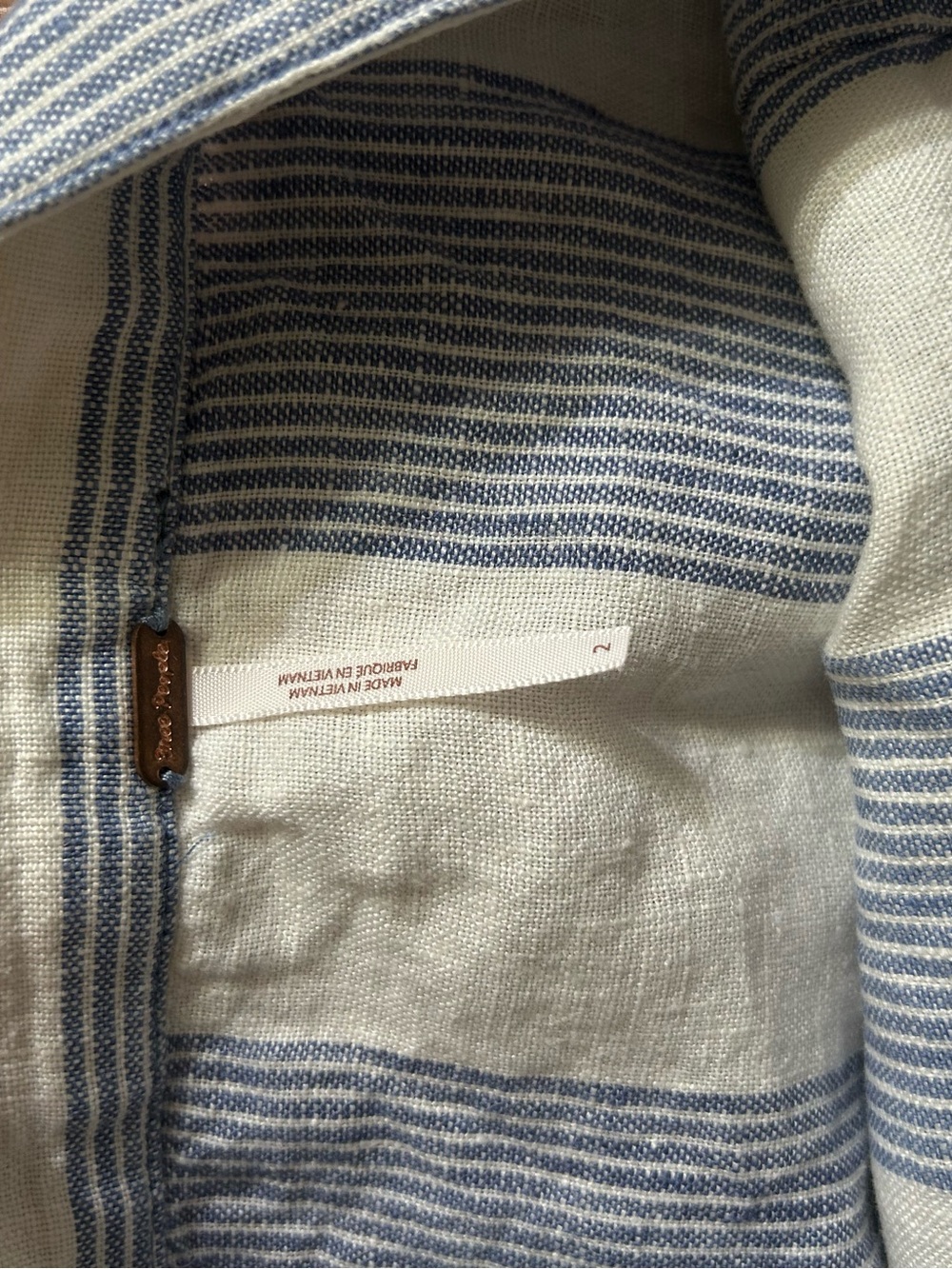 Free People Uptown Days Linen Wrap Mini Skirt Blue Stripe Size 2 - Picture 3 of 5